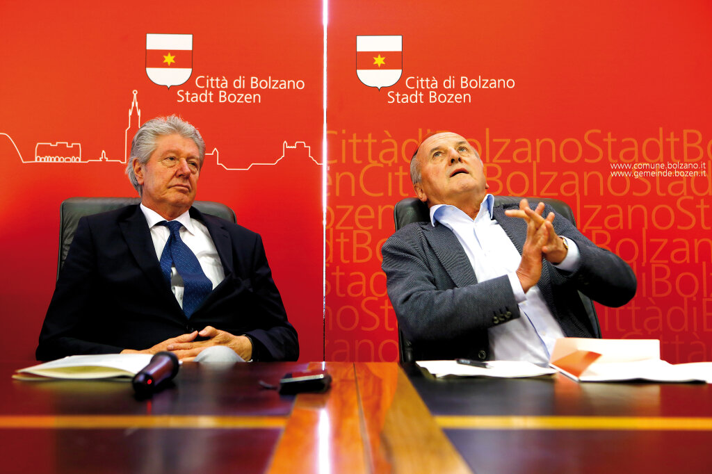 Dissonanzen: Bozens Bürgermeister Caramaschi (links), Vize Baur. Foto: Alexander Alber