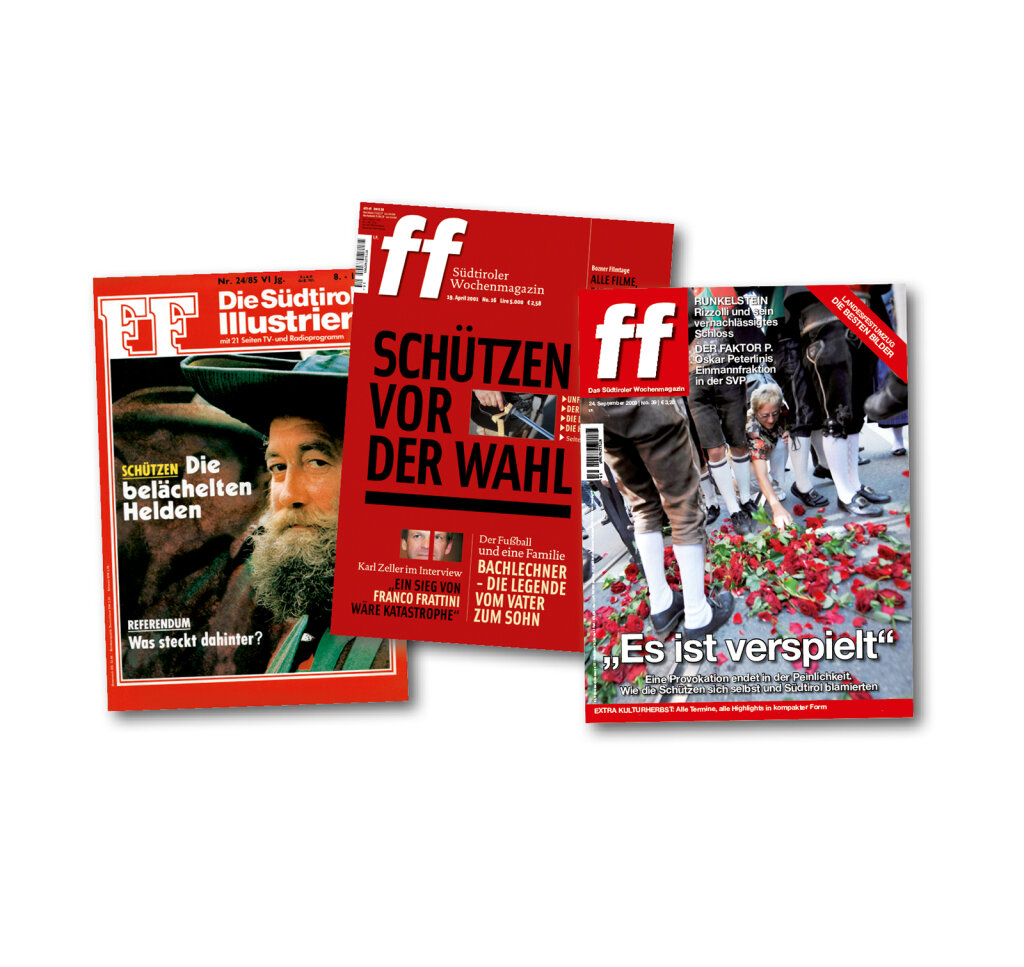 Die ff und die Schützen im Wandel der Zeit: In ihrem 40-jährigen Bestehen hat dieses Magazin immer wieder über den Südtiroler Schützenbund geschrieben. In der aktuellen Ausgabe zeigen wir die Hintergründe auf zum Rap-Video von Jürgen Wirth Anderlan und dessen Rücktritt als Landeskommandant. Foto: FF Media