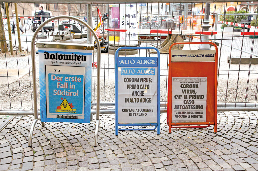 Auf allen Kanälen wird ausführlich über den ersten Coronafall in Südtirol berichtet – nicht immer lässt sich dabei zwischen Fakten und Fiktion unterscheiden, besonders in den sozialen Medien. Foto: Alexander Alber