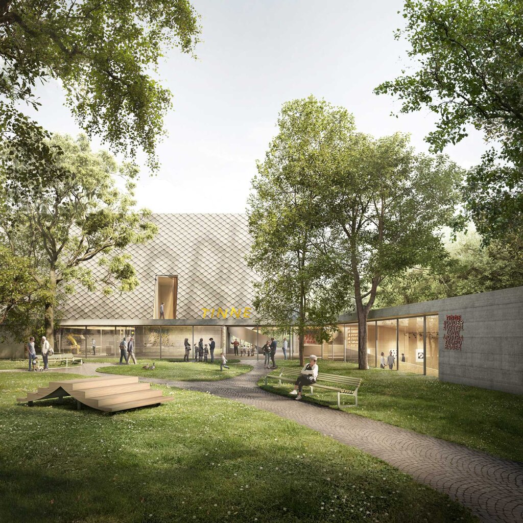 Jung und cool, so zeigt sich die Architektur für das Tinne-Museum: Realisiert werden soll es im Kapuzinergarten von Klausen. Foto: Studio Apium2a