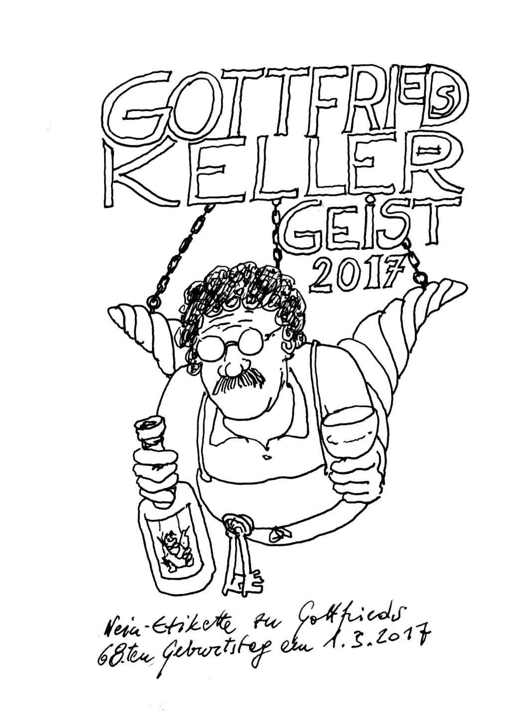 Gottfried Solderer gezeichnet von Hanspeter Demetz Foto: Hanspeter Demetz