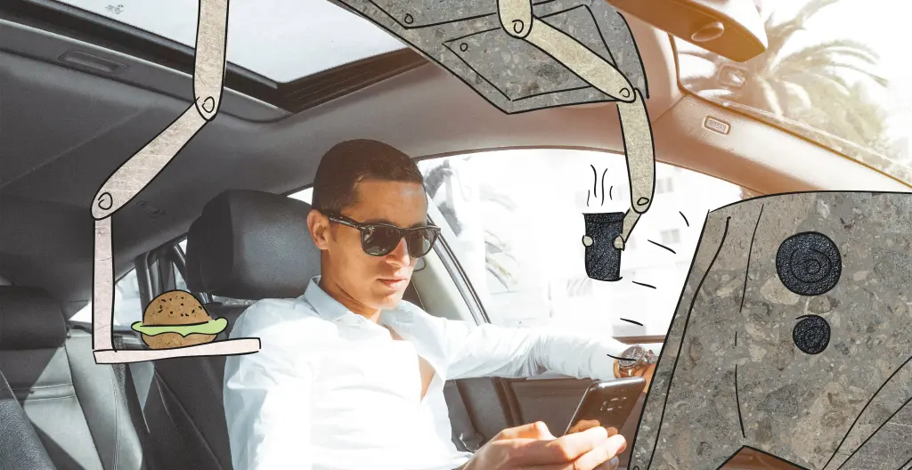 Selbstfahrendes Auto: Der Fahrer kann sich entspannt zurücklehnen, Mails checken oder einfach die Landschaft bestaunen. Foto: Pexels, ff-Grafik