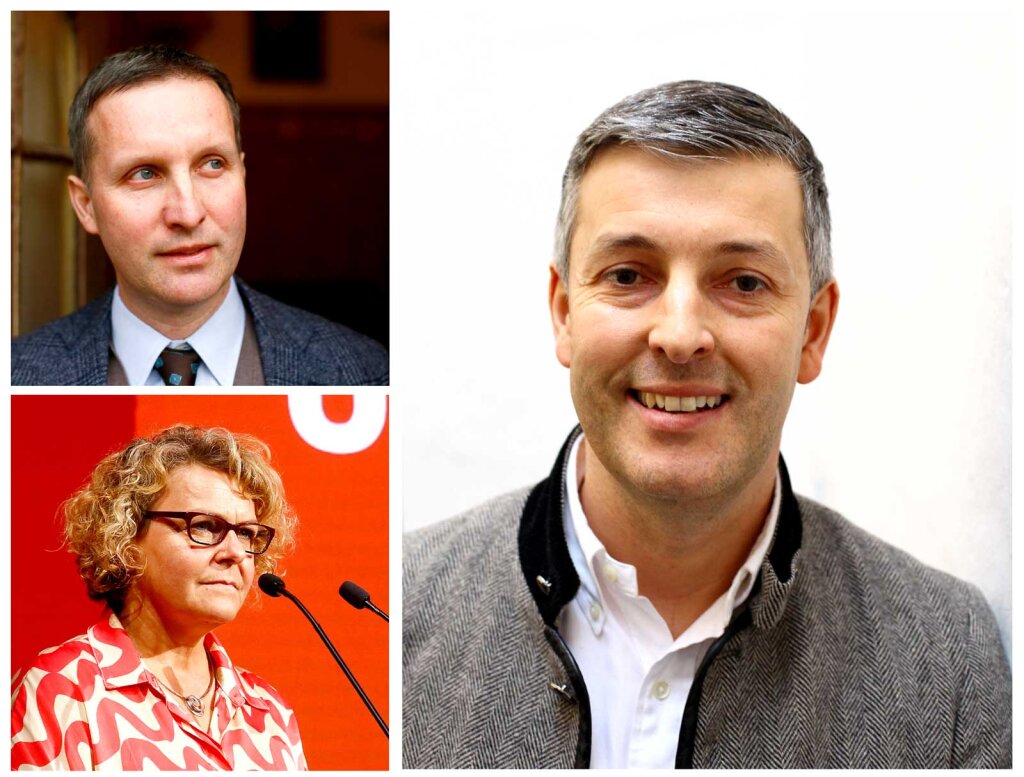 Gemeindeverwalter wollen in den Landtag wechseln: Wie Harald Stauder, Verena Tröger, Robert Steger und Manfred Mayr werden auch Luis Walcher (oben links), Rosmarie Pamer (unten links) und Peter Brunner (rechts) auf der SVP-Liste kandidieren. Foto: Alexander Alber