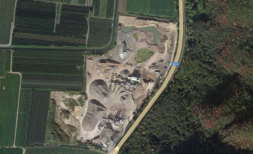 Das Gamberoni-Areal: Entsteht hier ein Schotterwerk? Foto: Screenshot Google Maps