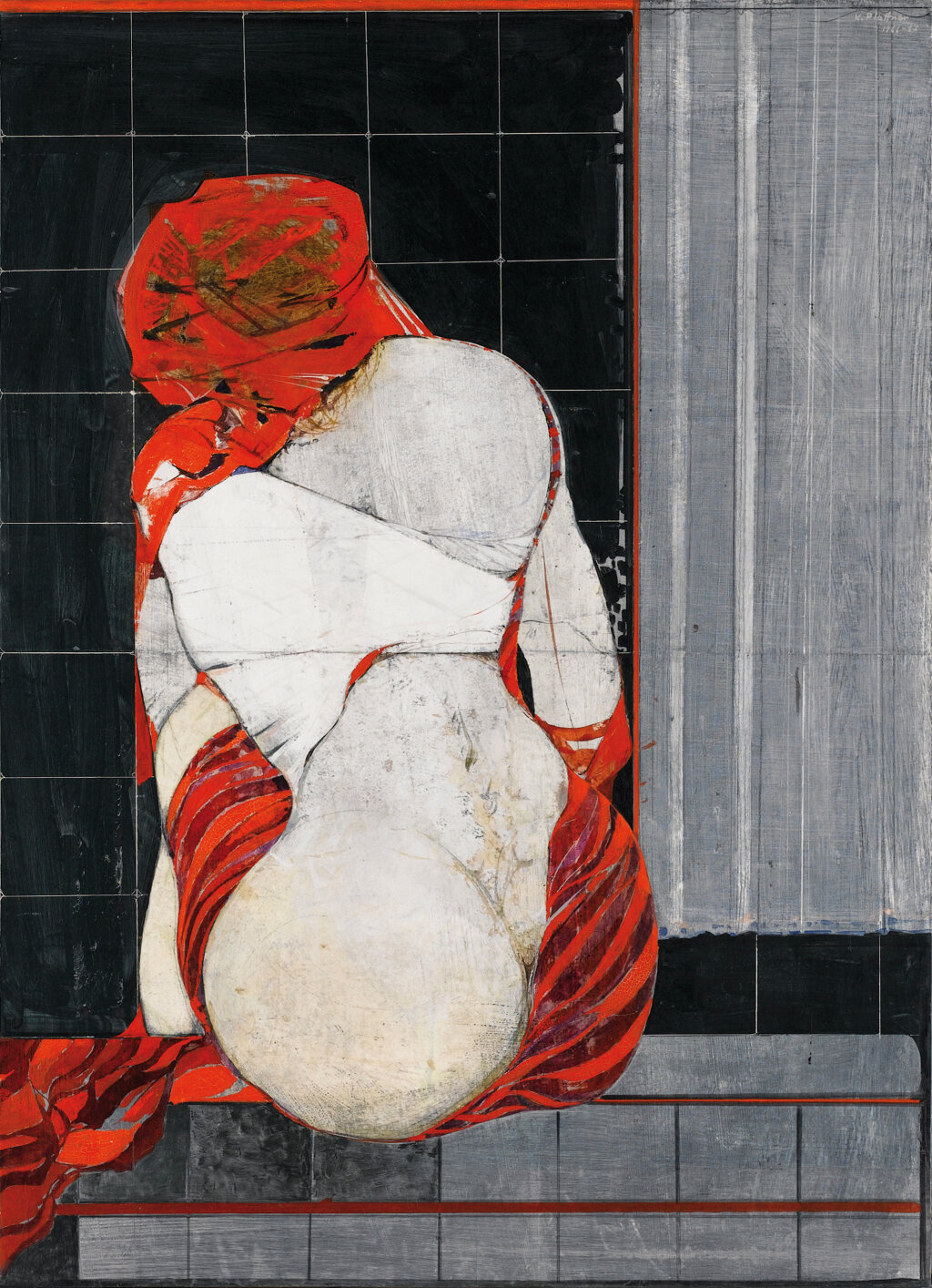 Die „Frau im Bad“ (Tempera mit Wachs auf Holz) von Karl Plattner. Foto: Galerie Alessandro Casciaro