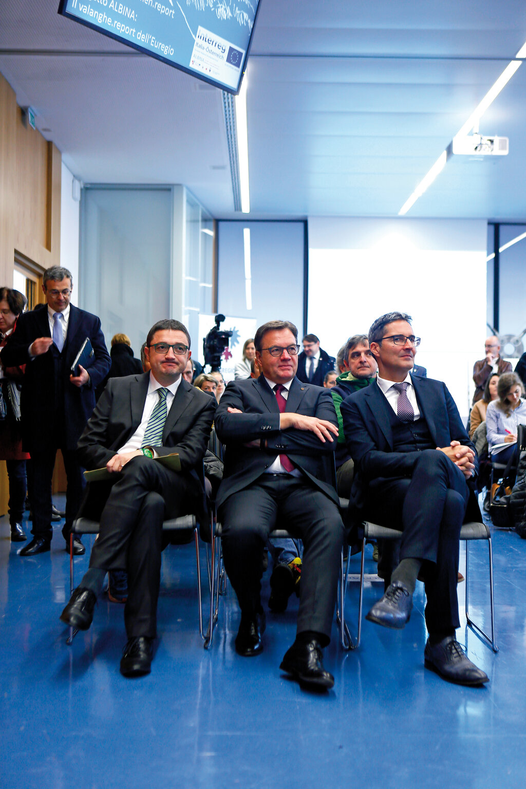 Vekehrsgipfel im vergangenen Jahr in Bozen: Die drei Landeshauptleute Maurizio Fugatti, Günther Platter und Arno Kompatacher wollen unterschiedlich fahren lassen. Foto: Alexander Alber