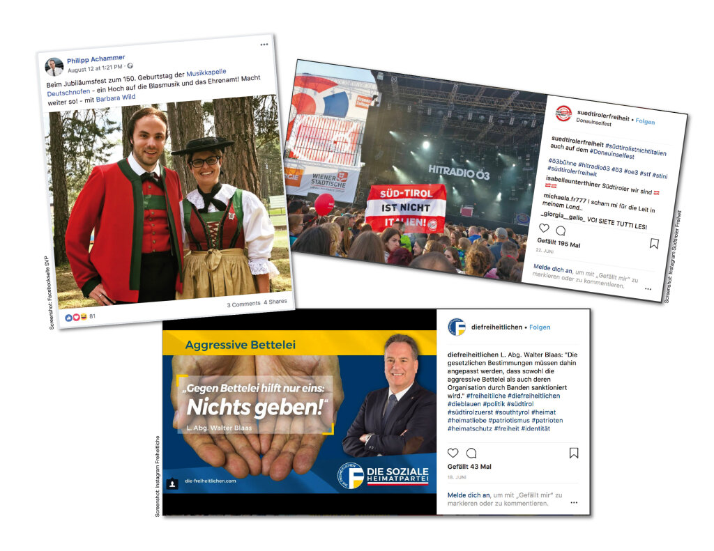 Heimat, Identität, Migration: Die Parteien werben mit ihren Themen in den sozialen Netzwerken wie Facebook, Twitter oder Instagram. Dabei setzen sie nicht selten auf Provokation.