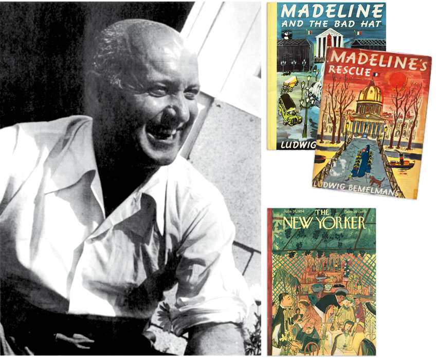 Ludwig Bemelmans nato a Merano da un pittore belga e dalla figlia di un birraio di Regensburg. / Due copertine della serie “Madeline” e quella del “New Yorker” del giugno 1954. Foto: Archivio