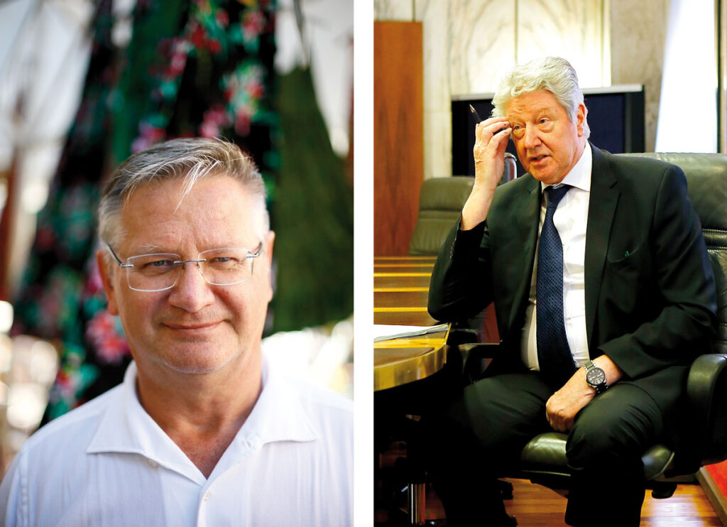 Die zwei Männer, die sich am 4. Oktober in Bozen in der Stichwahl gegenüberstehen werden: Bürgermeister Renzo Caramaschi und sein Herausforderer Roberto Zanin (links). Foto: Alexander Alber