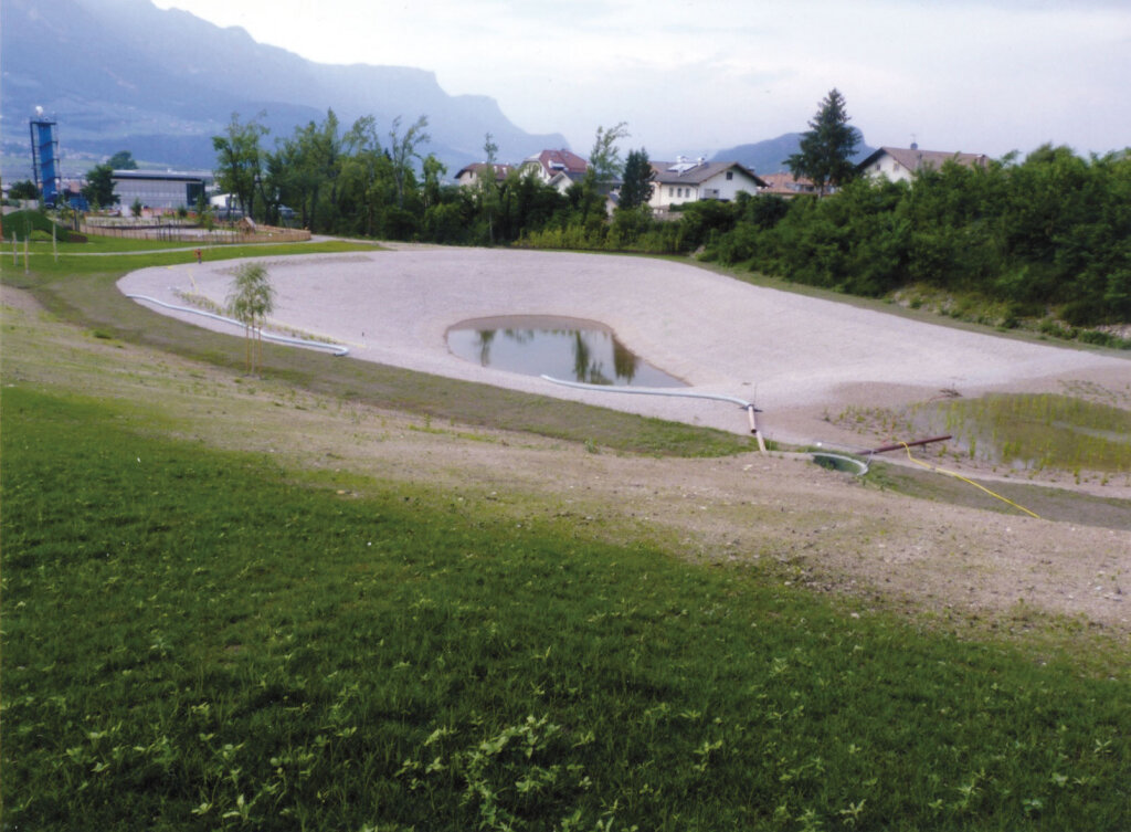 „Bisher“ keine Mehrkosten: Risse im Neumarkter Teich. Foto: Albert Simeoni