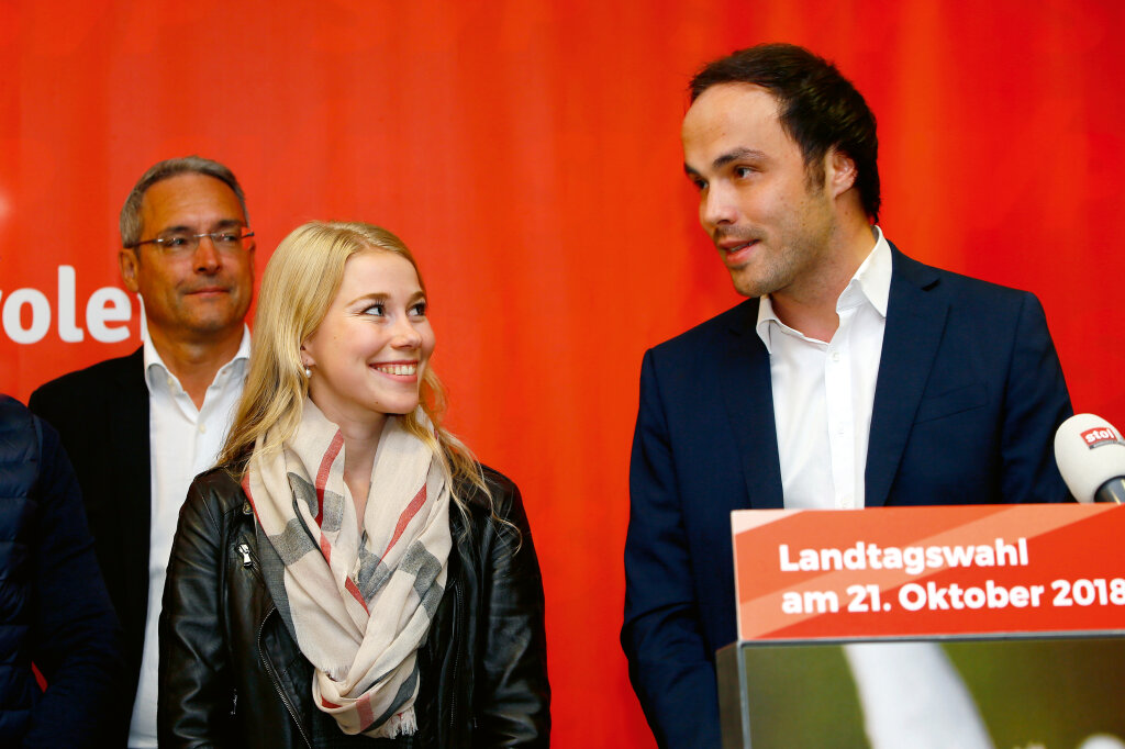 Die jüngste Frau und der jüngste Mann unter den Landtagsabgeordneten der SVP: Jasmin Ladurner und Philipp Achammer. Foto: Alexander Alber
