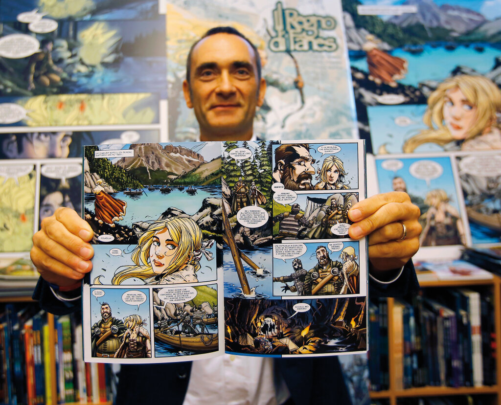 „Comics sind hochwertige Literatur“: Zeno Kastlunger ist ein Comic-Liebhaber; seit er 20 Jahre alt ist, sammelt er auch Comics. Der Ladiner hat sich nun einen lang gehegten Traum erfüllt, er hat einen Comic über die Fanes-Sage herausgebracht. Foto: Alexander Alber